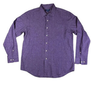 Cole Haan Grand Os Men’s Purple Linen Long Sleeve Button Down Shirt Size XL